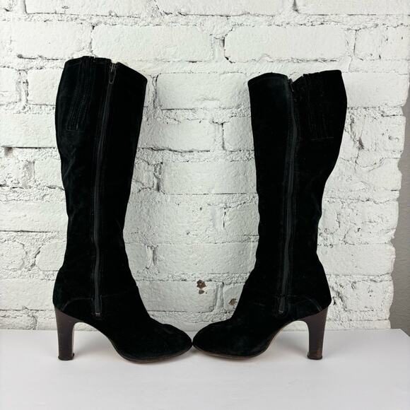 Vintage Knee High Suede Leather Zip Up Boots - Picture 8 of 10